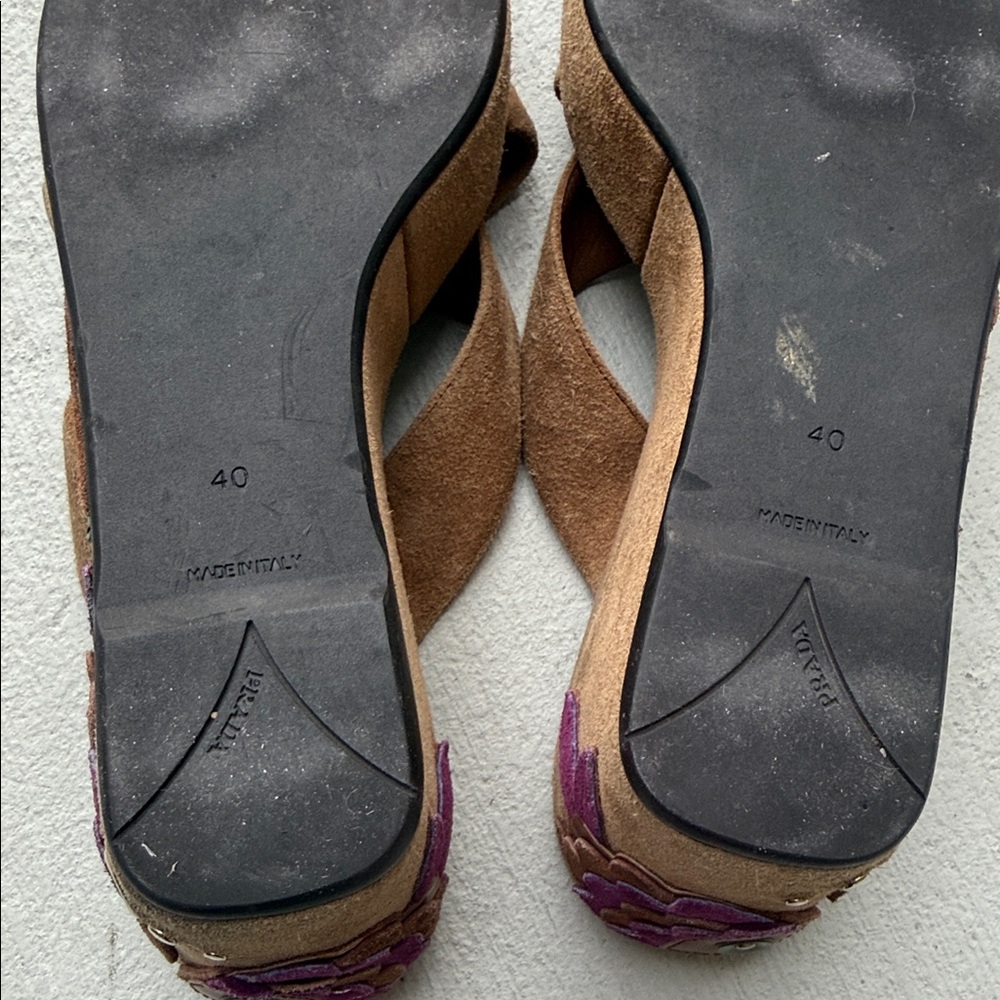 Prada vintage suede brown platform sandals with fish motif 40 - Picture 6 of 12